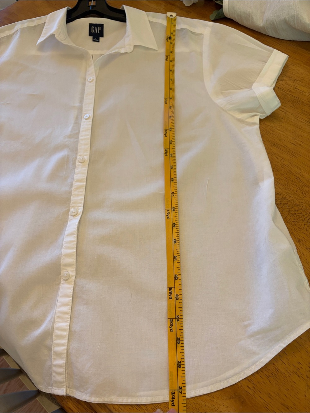 GAP White Short Sleeve Button-Down Blouse - Picture 8 of 10